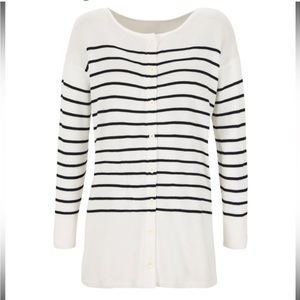 CAbi Turnabout White Black Cardigan Small